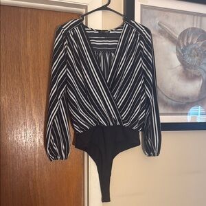 Chic Striped Long Sleeve Bodysuit 🎃